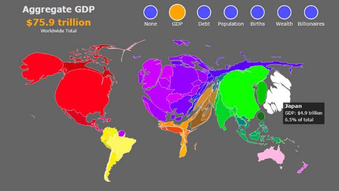 карта мира с ВВП